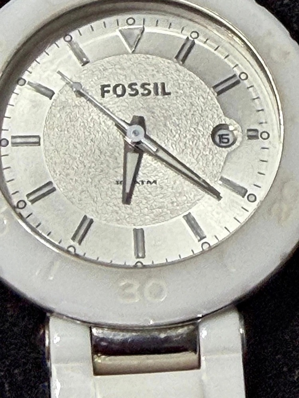 Fossil White & Silver Watch